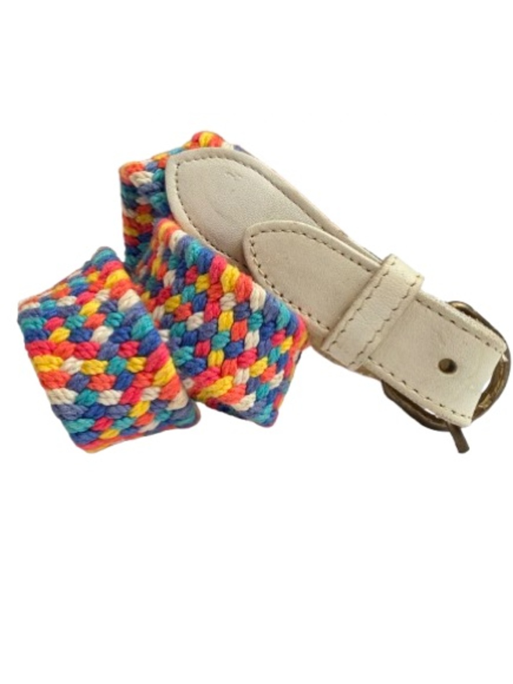 Vintage Rainbow Braided Woven Leather Belt Small Medium 31” Boho Pride Colorful - Picture 8 of 8